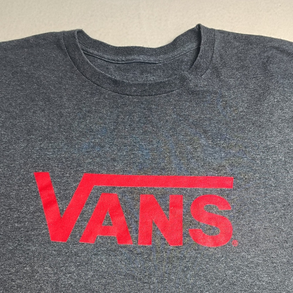 Vans Mens Graphic T-Shirt Charcoal Heather Gray Red Logo‎ Short Sleeve XL - Picture 4 of 5